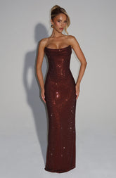 Mirabella Maxi Dress - Plum Brown Dress Babyboo Fashion Premium Exclusive Design